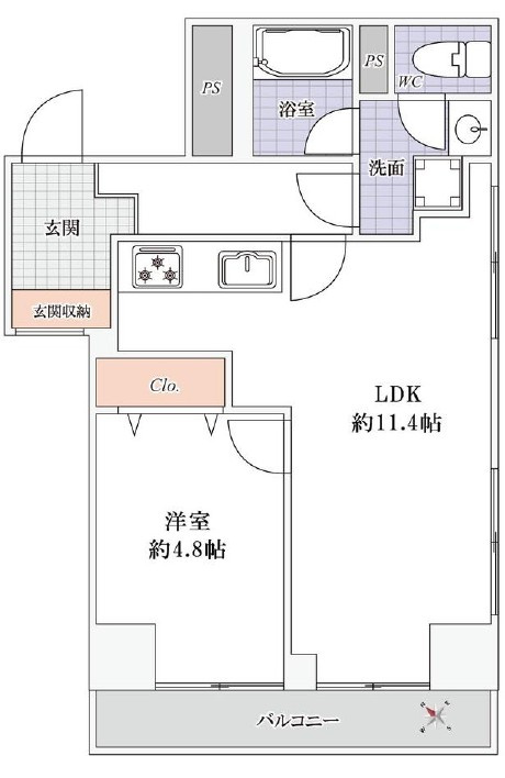 ワコー人形町マンション（2階部分）／仲介手数料無料／新規フルリノベーションの間取り