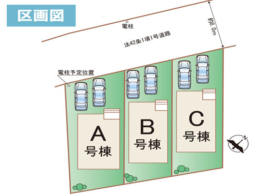 多賀城市八幡2丁目の区画図