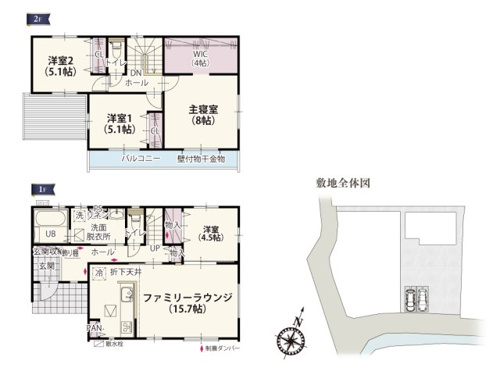 【間取り】 | 二面採光で自然換気の効率がいい家。全居室窓が2箇所ついているので一日中明るく感じられる間取りです。収納スペースもしっかり取ったお片付けラクラクプランです。