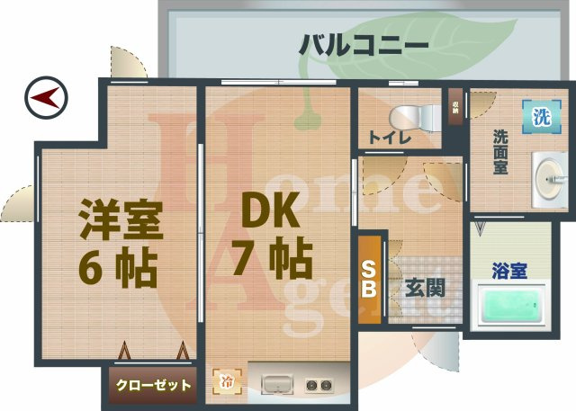 【間取り】 | グランドテラス新宿 | 1DKのお部屋です。