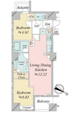 プレミスト日本橋浜町リデアル（7階部分）／仲介手数料無料／新規フルリノベーションの間取り