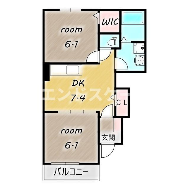 ピーノプリモⅡ　Ａの間取り|高崎、前橋のお部屋探しはエンドスケープまで！お客様の理想お聞かせ下さい♪