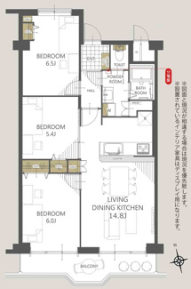 【間取り】 | 東奈良高層住宅F棟