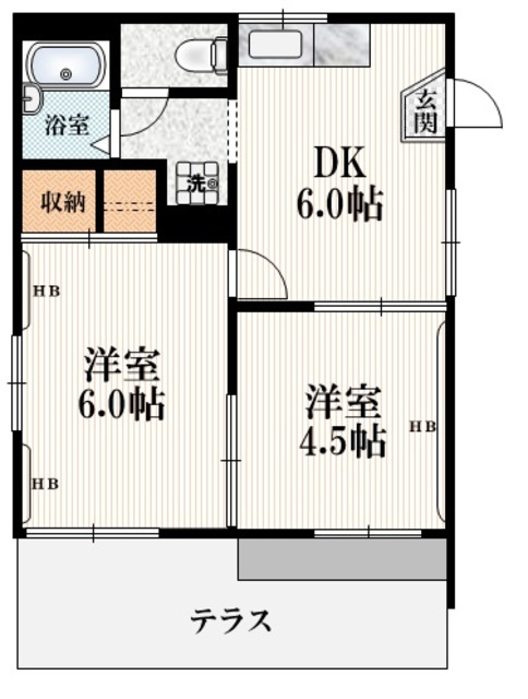 メゾンワダの間取り|★角部屋３面採光・専用庭有★　★お子様可★