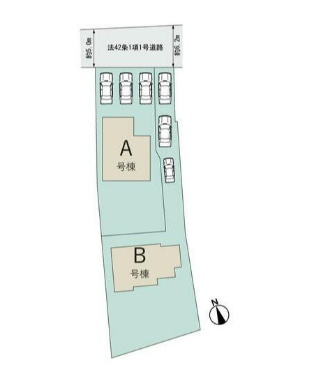 磐田市 中泉西新町の区画図|B号棟の区画図になります。