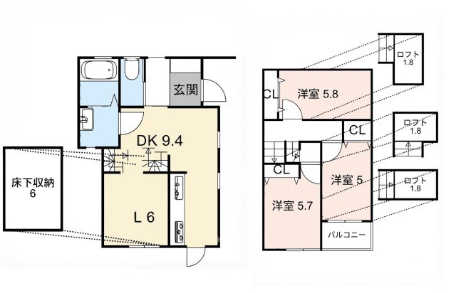 半崎の家Ｂ　　刈谷市の賃貸ならクラスホーム刈谷店の間取り