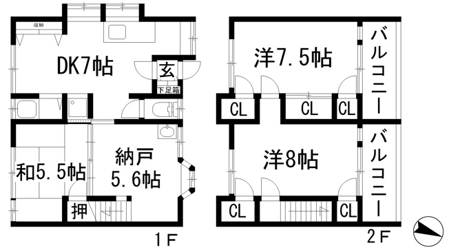 【間取り】 | 小花1丁目テラスハウス