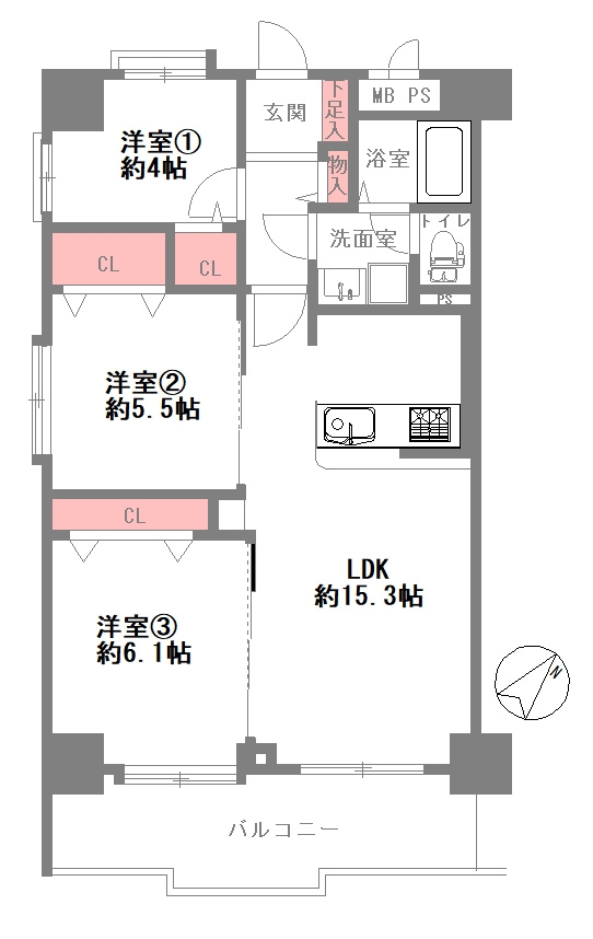 ライオンズマンション江戸堀 の間取り