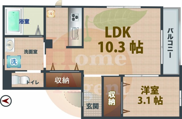 【間取り】 | フロインデB棟 | 1LDKのお部屋です。