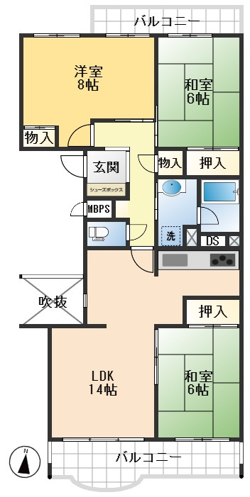 メゾン千里丘P棟の間取り