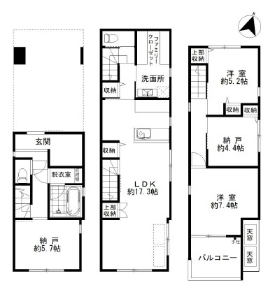 神戸市灘区赤坂通2丁目　新築戸建の間取り