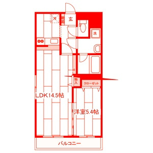 横浜市戸塚区品濃町の賃貸マンションの間取り|洗面台とトイレが別の空間になります♪