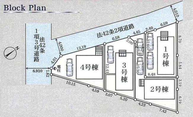 【区画図】 | 区画図は、土地の形状、境界、道路との関係を詳細に示す図面土地の正確な位置、面積、形状を把握し購入や建築計画の判断に不可欠です。区画整理や開発状況も示され、将来的な土地利用のイメージを掴む上でも重要。
