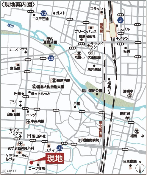 新築戸建・新築建売　福島市大森第10　大森小・信夫中の地図