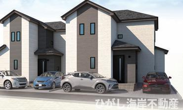 茅ヶ崎市南湖５丁目　新築戸建　全２棟の外観パース|イメージパスですので実際のものと多少異なります
