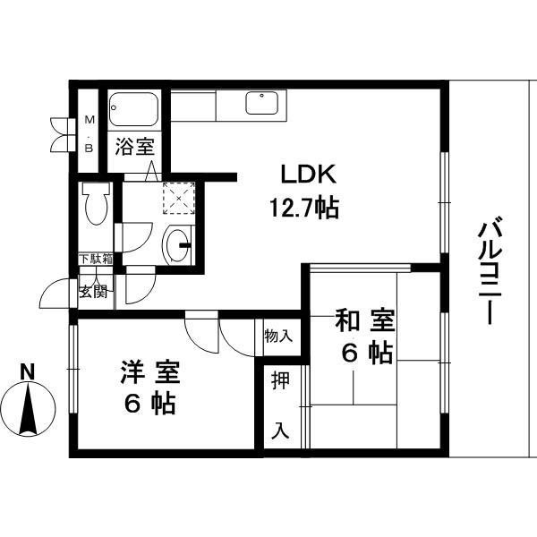 茨木市西中条町のマンションの間取り|貴重な2LDKです！