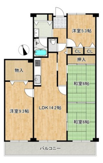 【間取り】 | 岸和田コーポラス１号棟 | 南向きの４階部分♪たっぷり降りそそぐ明るいお住まいです！ぜひ現地でお確かめください♪