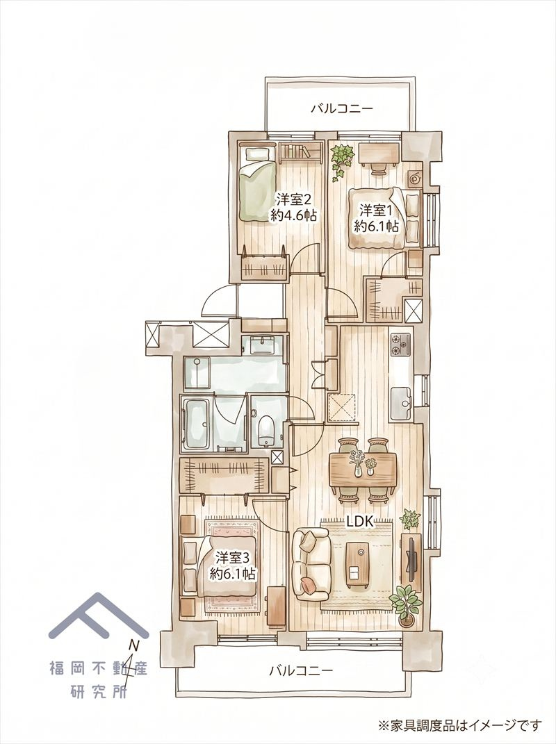 南薬院パークマンションの間取り