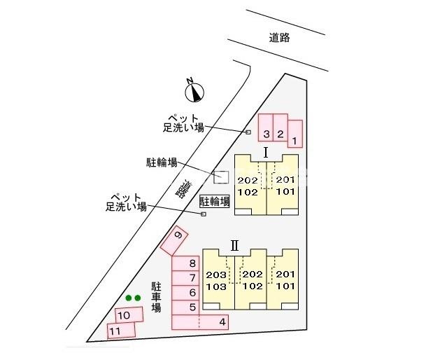 丹波篠山市風深のアパートの区画図