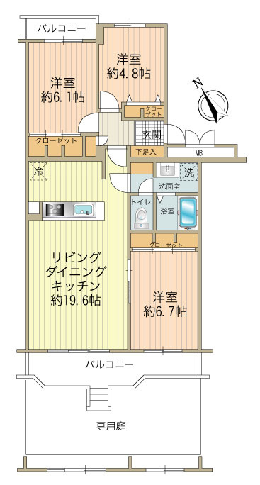 1階専用庭付3LDKタイプ