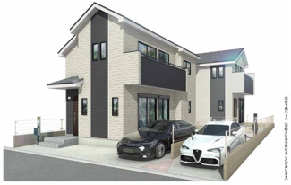 【外観パース】 | 【仲介手数料無料！！】小金井市前原町1丁目　新築戸建て（全2棟）A号棟　6190万円 | 本パースは、イメージ図につき、風景、建物、植栽などについては施工後の現物との差異が生じます
つきまして本パースによって生じたいかなる損害については一切責任を負いません