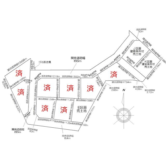 【トーヨーホーム売主/建築条件付売土地】東郷春木下鏡田　J区画の区画図|全体区画図
