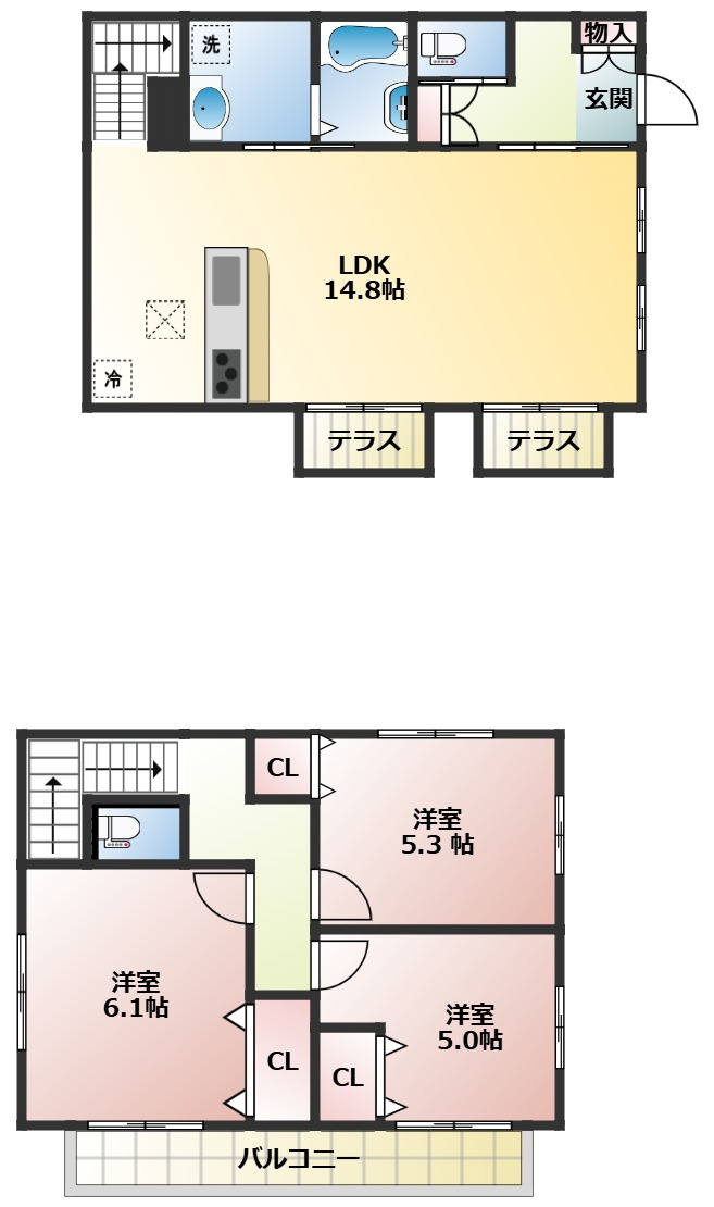 府中市分梅町５丁目の一戸建ての間取り