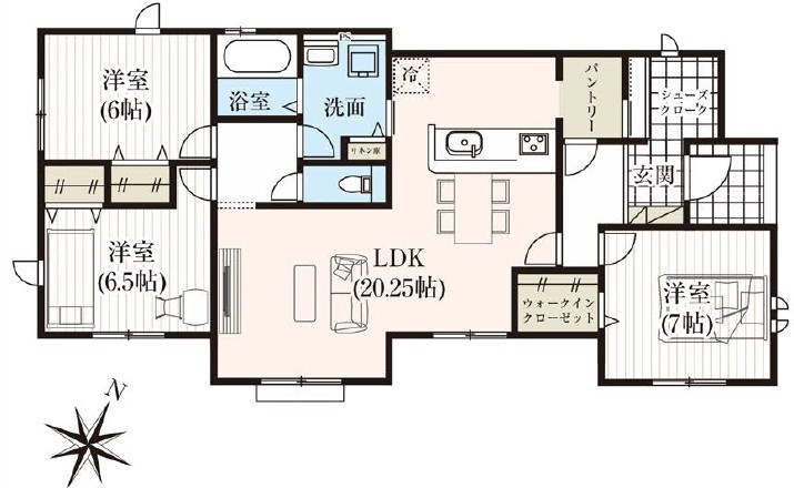 川島町紫竹　新築分譲住宅の間取り