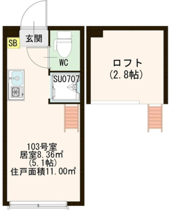 杉並区下高井戸３丁目のアパートの間取り