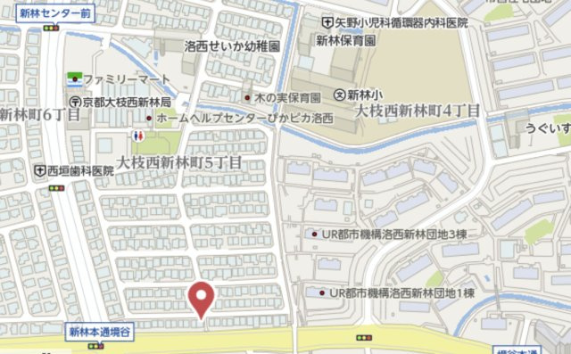 京都市西京区大枝西新林町　建築条件付き土地の地図