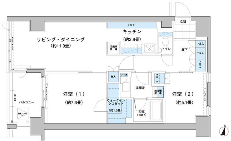 ガーデニエール砧レジデンスの間取り
