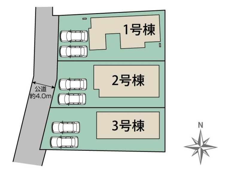 伊勢原市串橋　新築戸建　全3棟3号棟の区画図