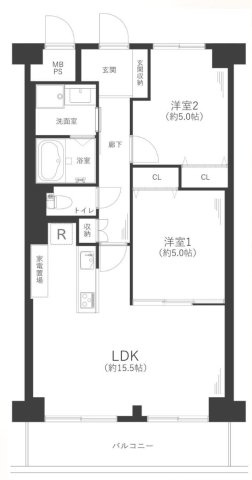 ネオコーポ大阪城公園二号館の間取り|2LDKの物件です