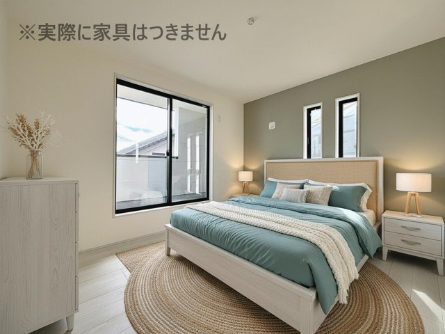 新築戸建・新築建売　福島市大森第10　大森小・信夫中の洋室|画像はバーチャルホームステージングの加工による演出で、実際の家具は付きません。