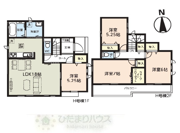 野田市清水635　新築戸建　H号棟の間取り|4LDK+カースペース2台分
