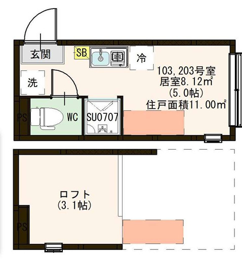 世田谷区赤堤３丁目のアパートの間取り