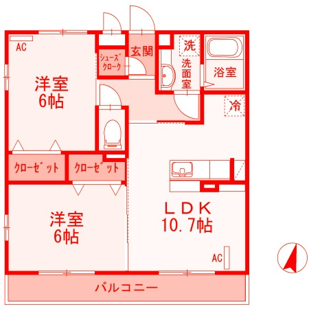 ソレアードの間取り|広々52.99㎡・最上階角部屋