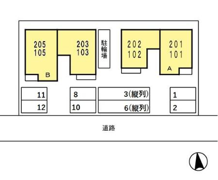 岩倉市東町藤塚のアパートの区画図