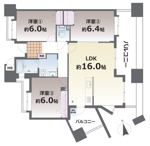 シティライフ新町Ⅱ／８Fの間取り