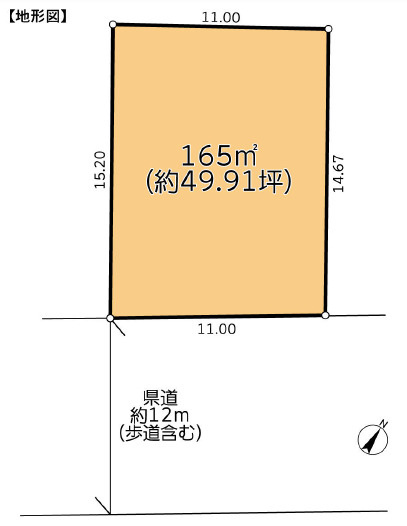 柳沢新田　住宅用地　更地、確測渡しの土地図