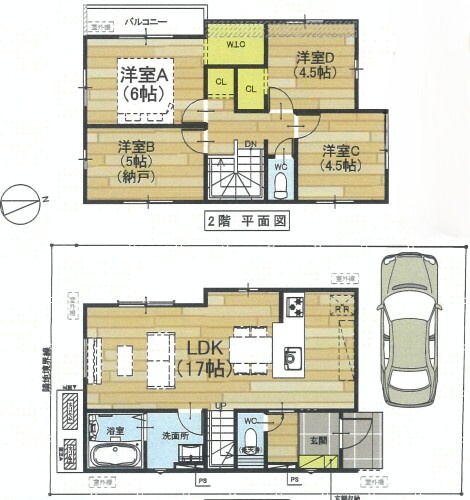 新築戸建て　堺市東区北野田の間取り