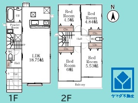 ハートフルタウン尼崎東園田3丁目の間取り|4LDK、土地面積137.68平米、建物面積93.25米、木造2階建。2026年8月完成予定。