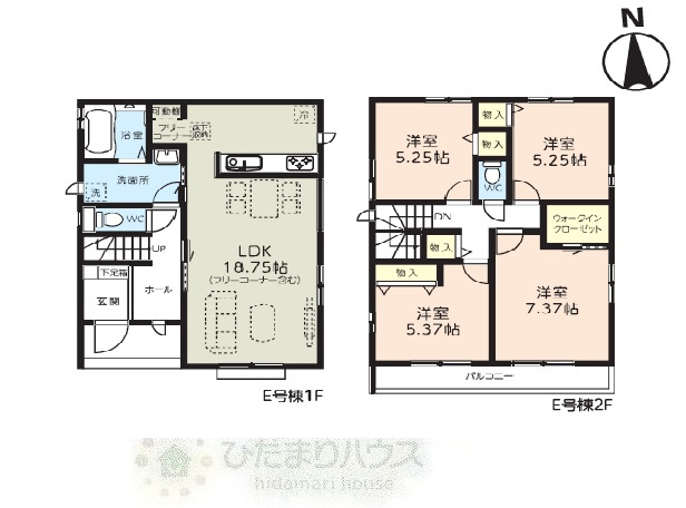 野田市清水635　新築戸建　E号棟の間取り|4LDK+駐車場スペース2台分