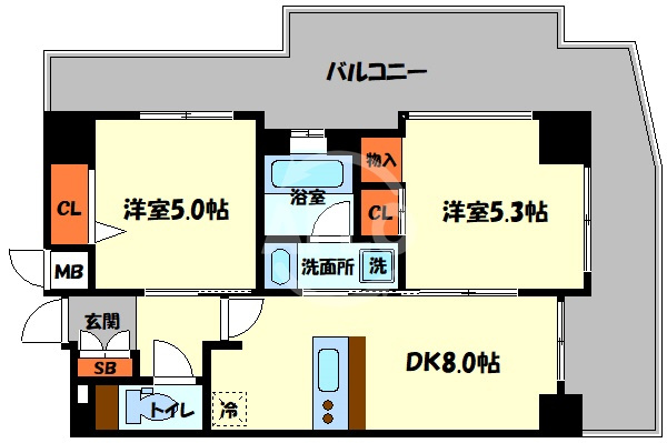 エステムプラザ難波WESTリバークロスの間取り|エステムプラザ難波WESTリバークロス　間取り