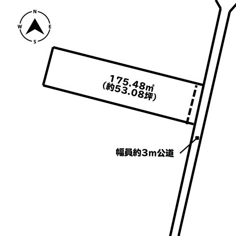 神立中央　売地の土地図|公簿面積175.48㎡・前面道路約3ｍ・間口約6.7ｍ　敷地形状や区画をご確認いただけます。
