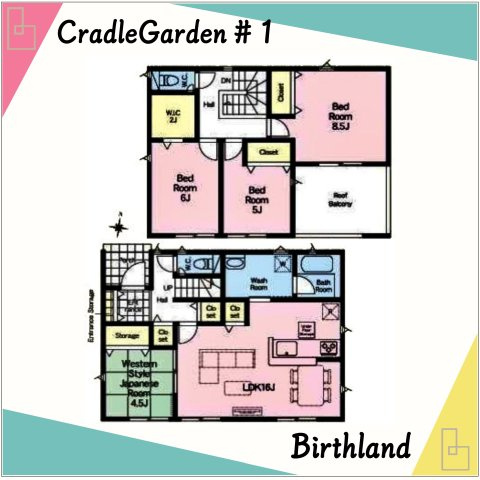 新築戸建・新築建売　佐野市植下町第8　植野小学校・南中学校の間取り|【1号棟】キッチンと洗面室が近く家事動線がスムーズな間取りの4LDK！