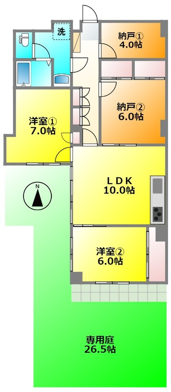 調布市西つつじケ丘２丁目の賃貸マンションの間取り
