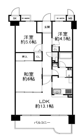 【間取り】 | ディオ・フェルティ丹波橋右芳館 | 専有面積63.72㎡