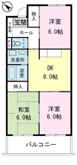 【間取り】 | 第2アゼリアハイツ | 3ＤＫ