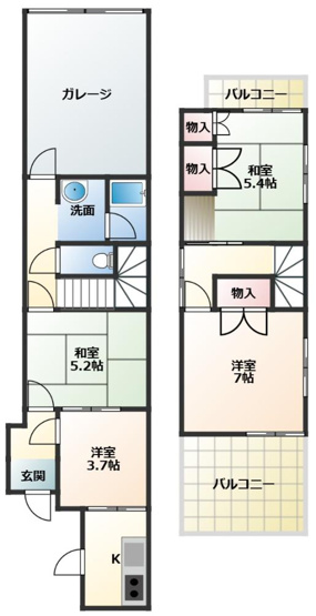 【間取り】 | 明野４丁目貸家